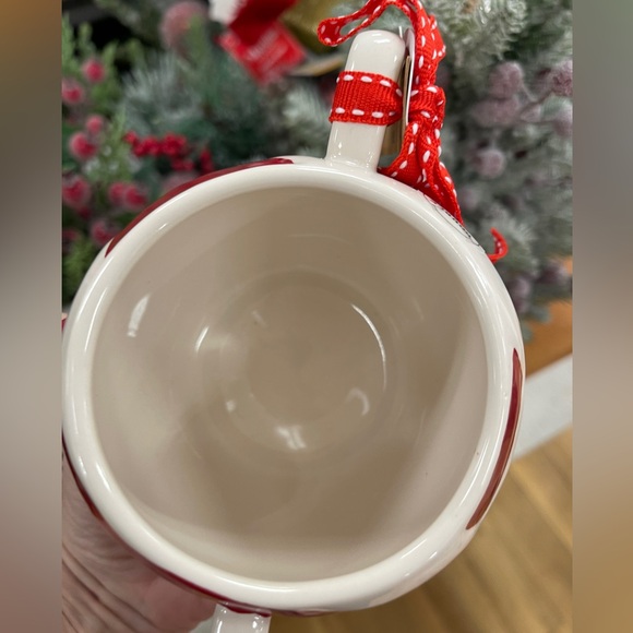 Rae Dunn Christmas Peppermint Wishes Candy Shaped Ceramic Coffee Mug NWT - Picture 3 of 3